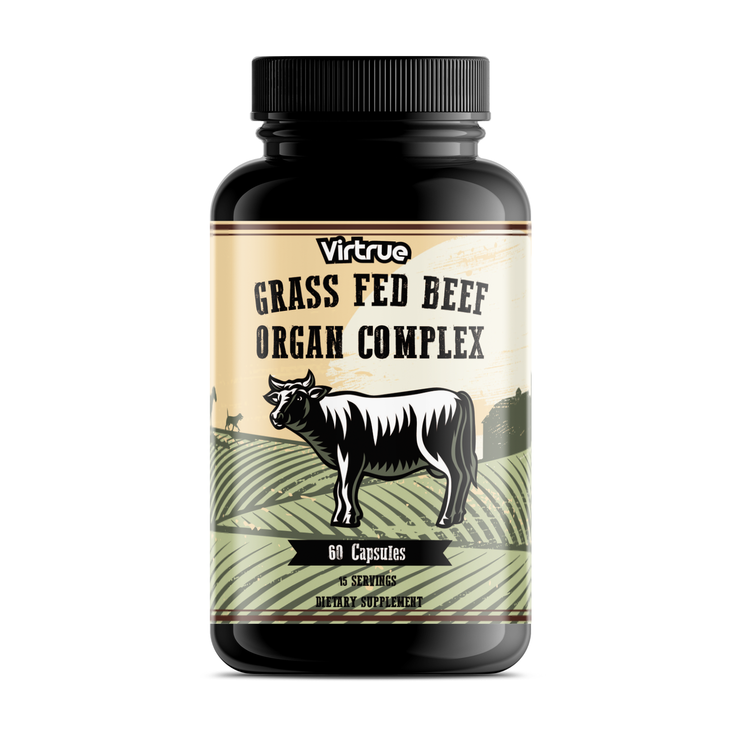 Virtrue Grass Fed Beef Organ Complex supplement tub