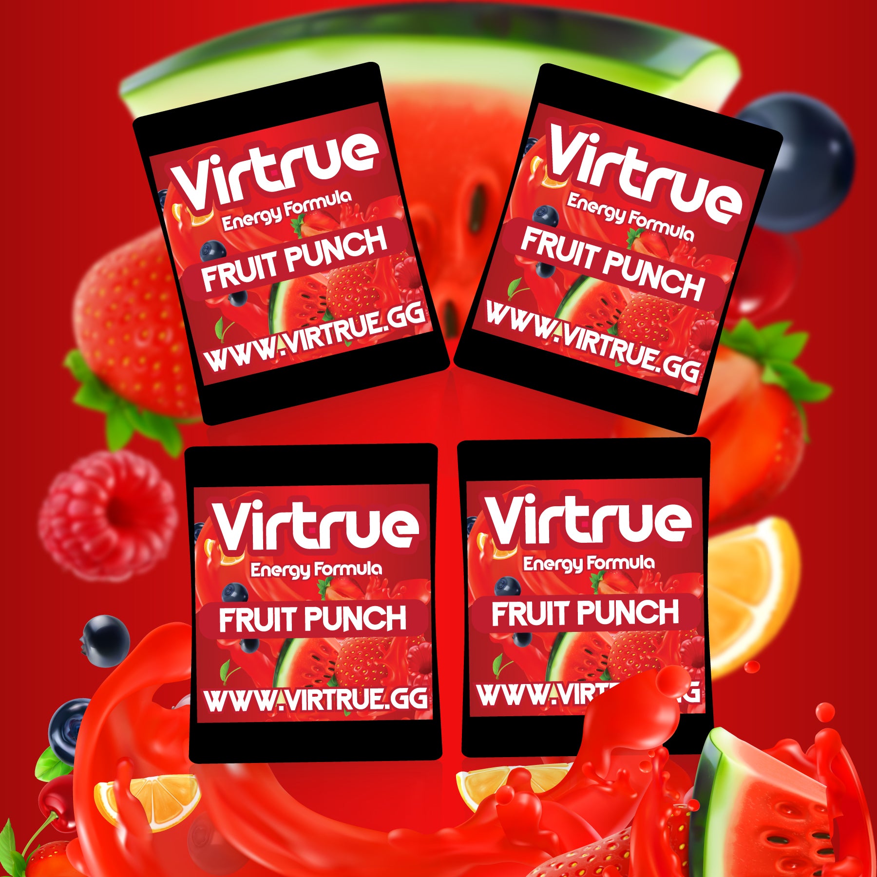 Virtrue Fruit Punch energy supplement travel packs.