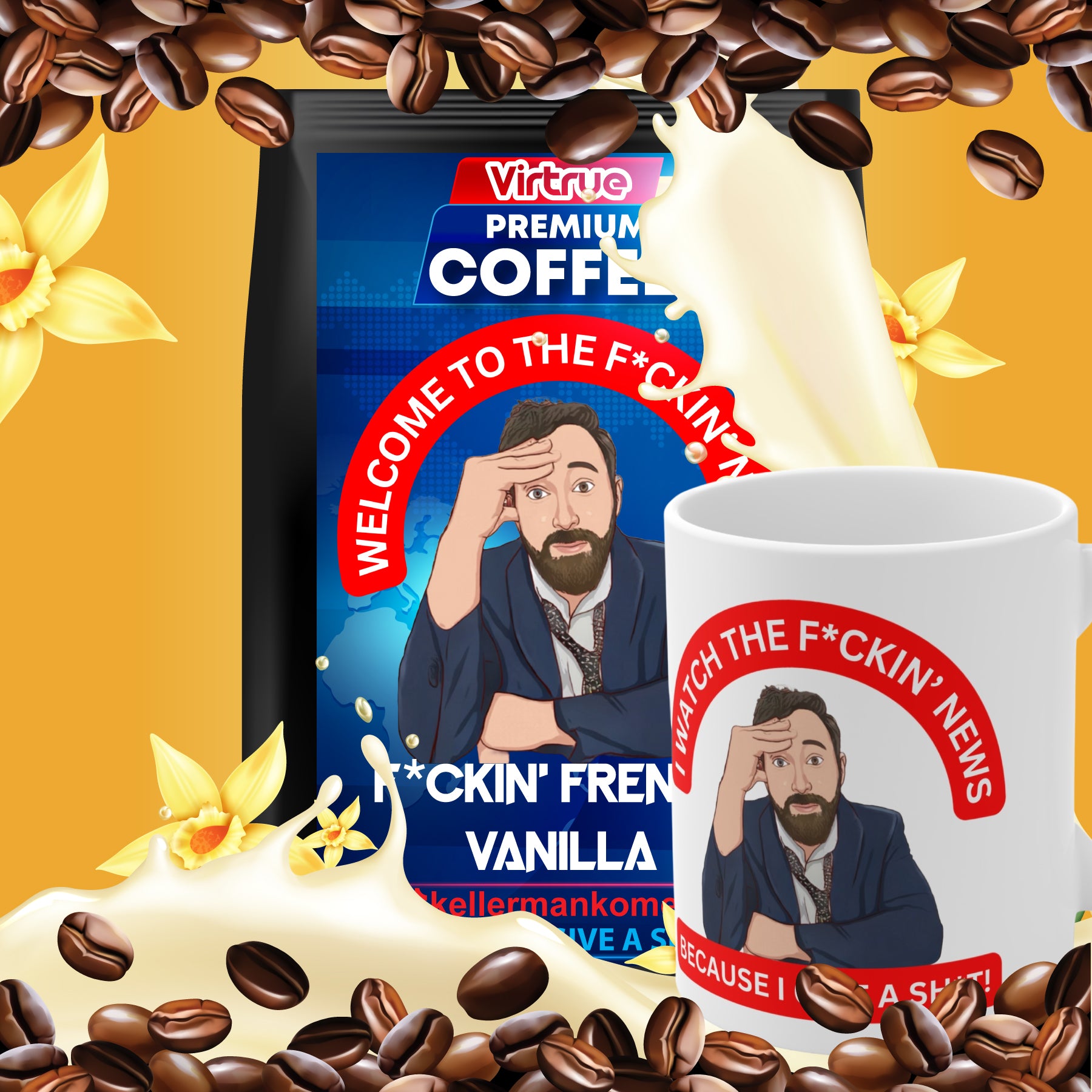 Kellerman Flavored Coffee & Mug Bundle - Inspired by The F*ckin' News