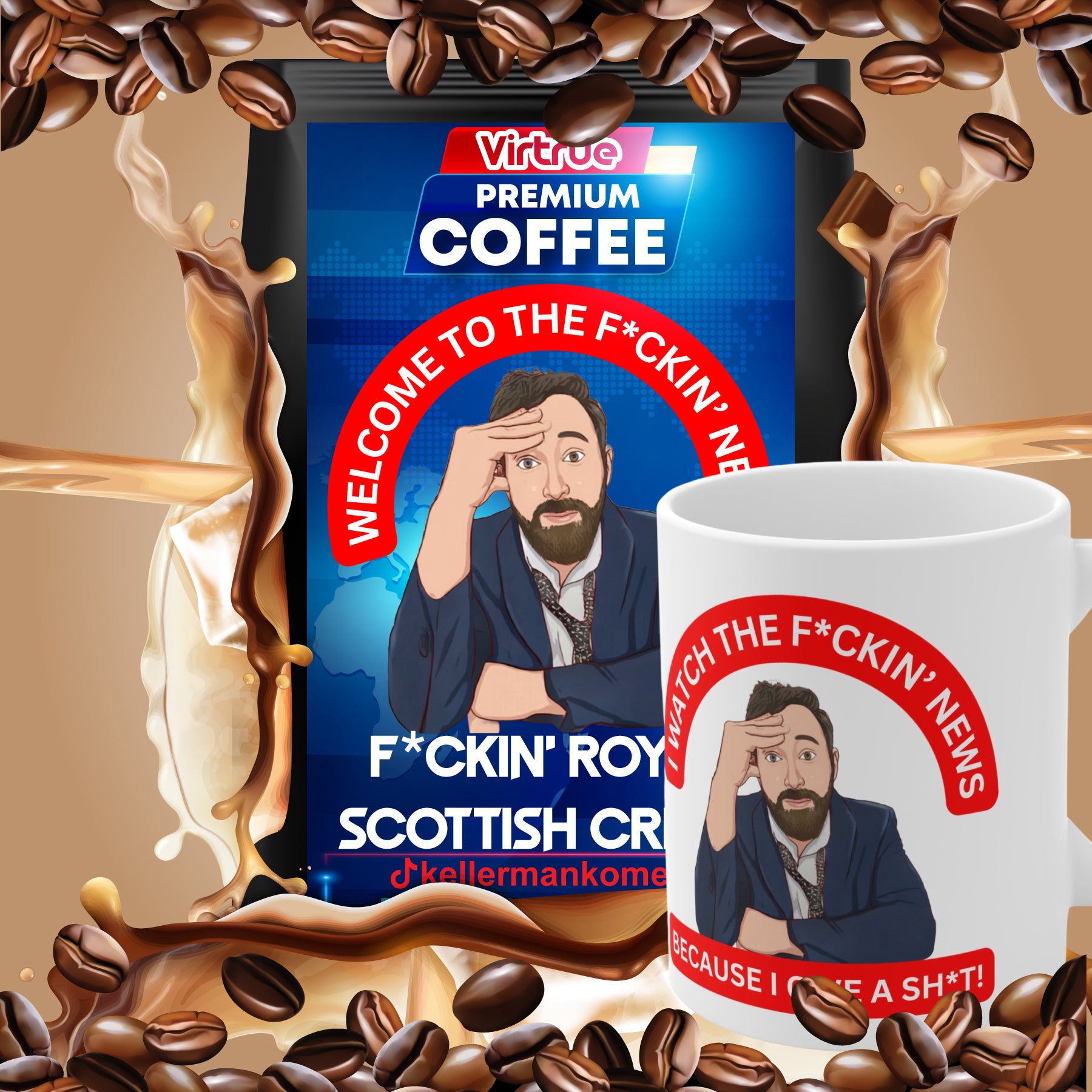 Kellerman Flavored Coffee & Mug Bundle - Inspired by The F*ckin' News