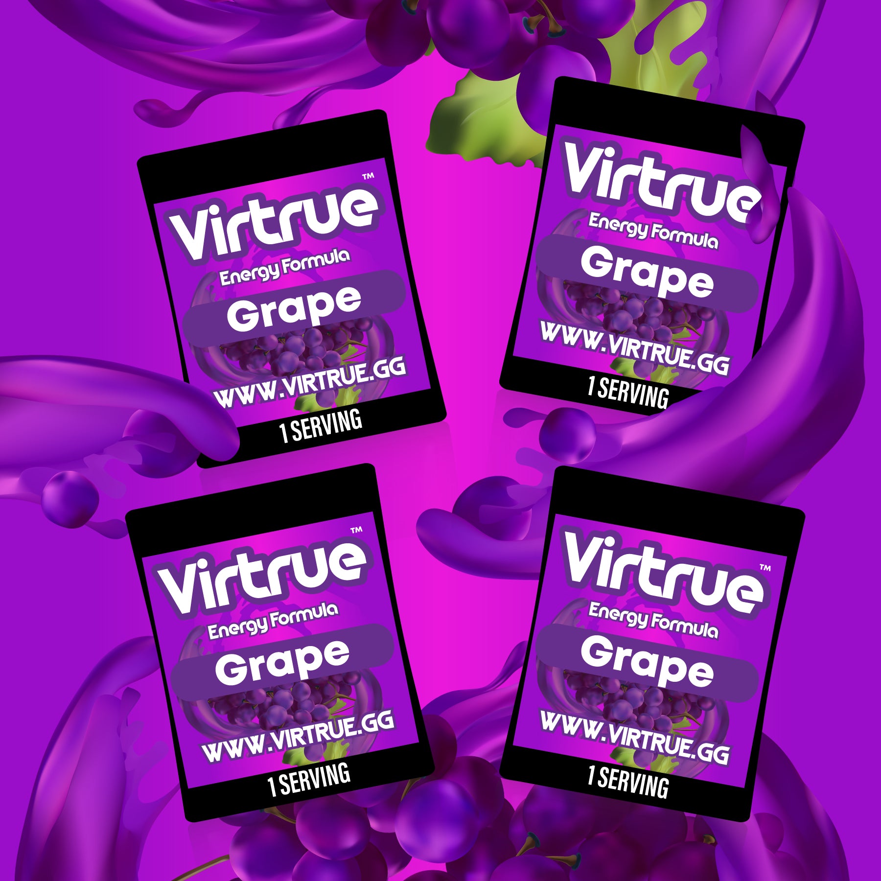 Virtrue Grape energy supplement travel packs.