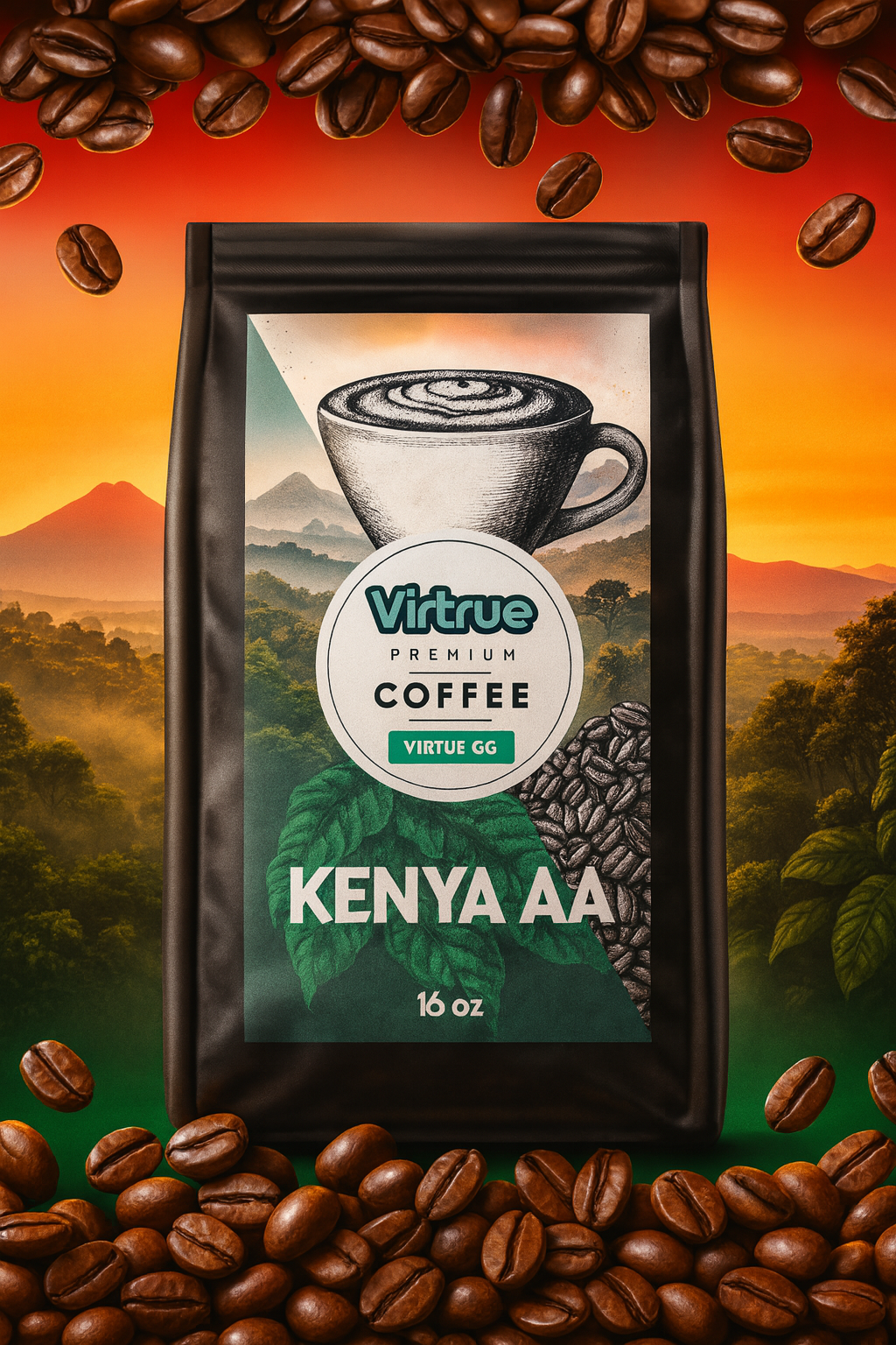 Virtrue Kenya AA Coffee Light Roast Coffee Bag