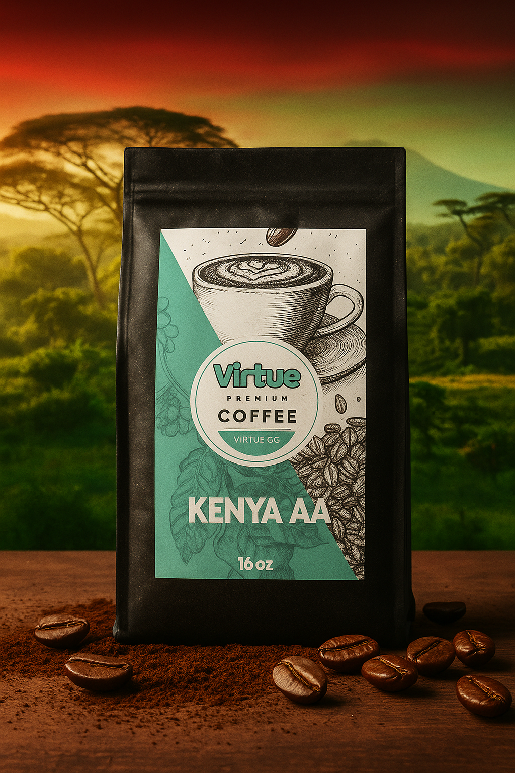 Virtrue Kenya AA Coffee Light Roast Coffee Bag