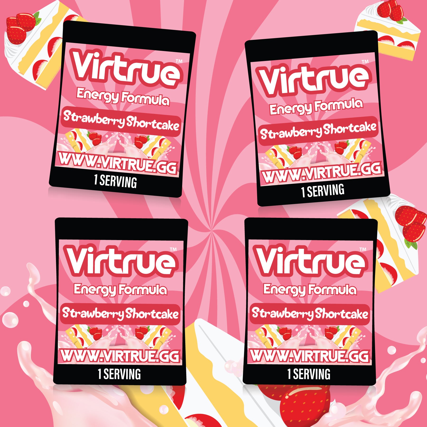 Virtrue Strawberry Shortcake energy supplement travel packs.