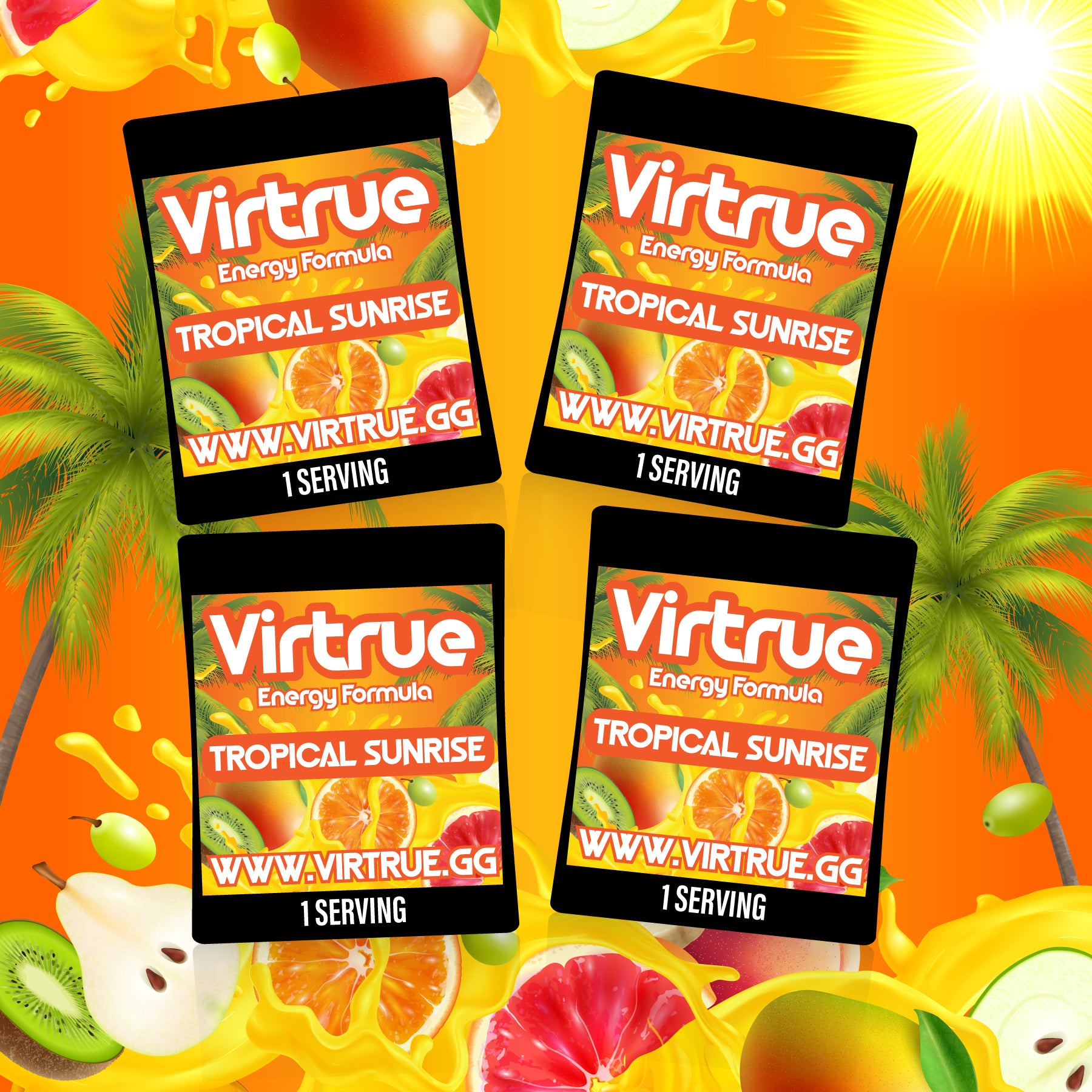 Virtrue Tropical Sunrise energy supplement travel packs.