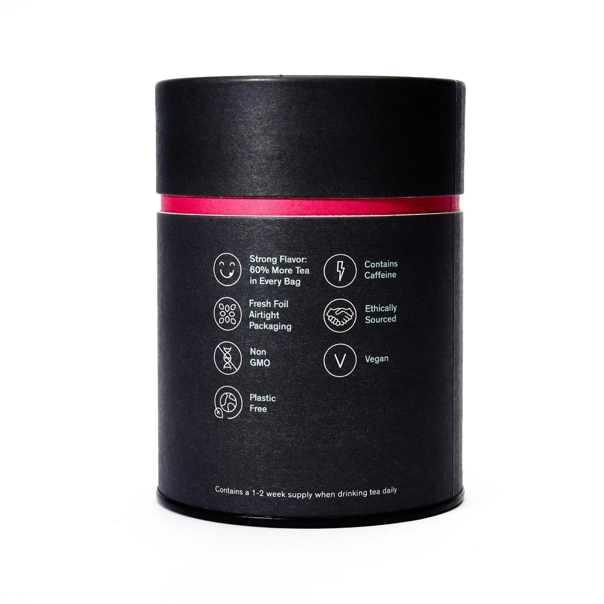 August Low Country black tea canister showing brewing and product information