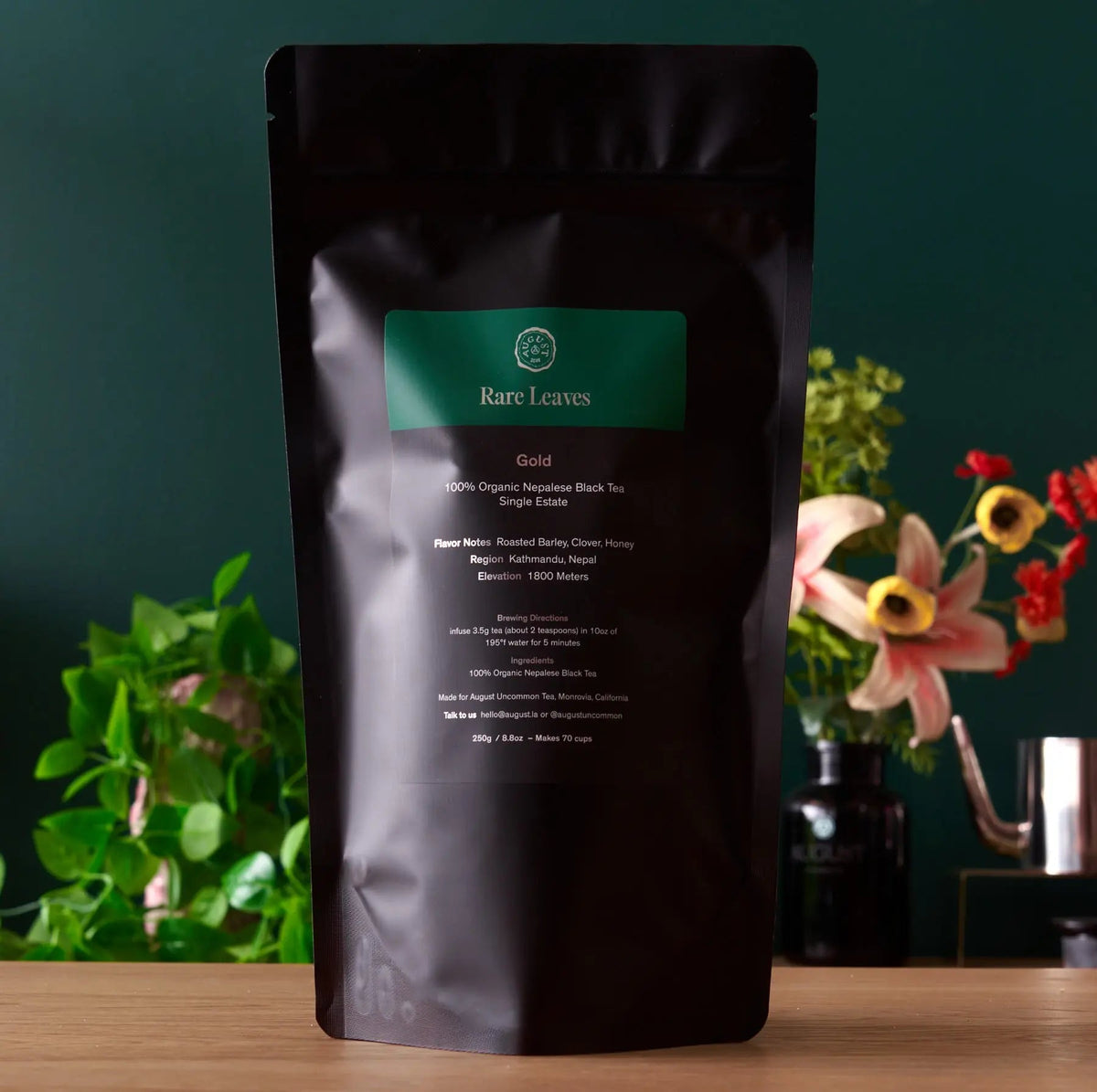 August Rare Leaves Gold organic Nepalese loose leaf black tea 250g refill bag
