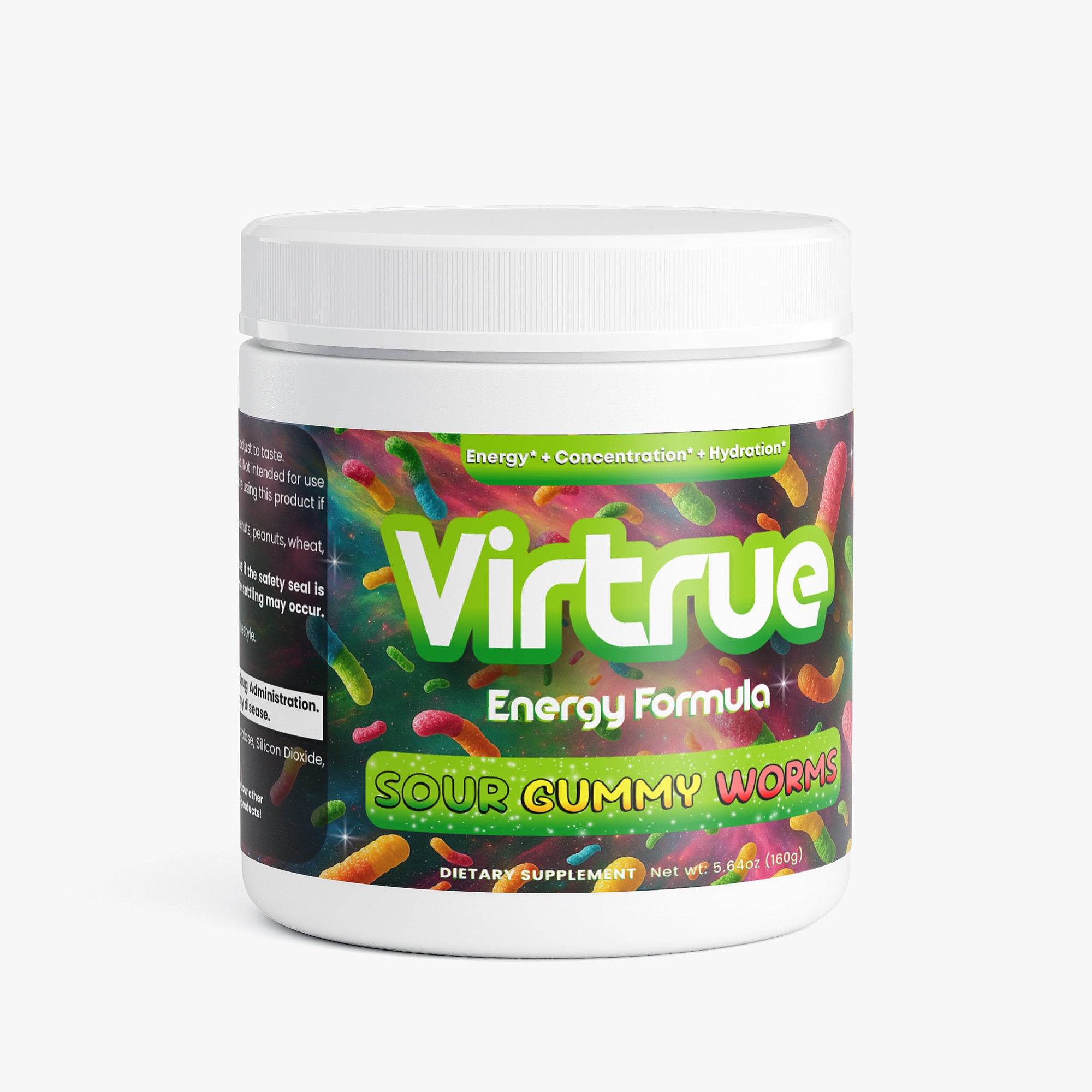 Sour Gummy Worms Pre-Workout Energy Powder + Focus Boost & Hydration | Sugar Free