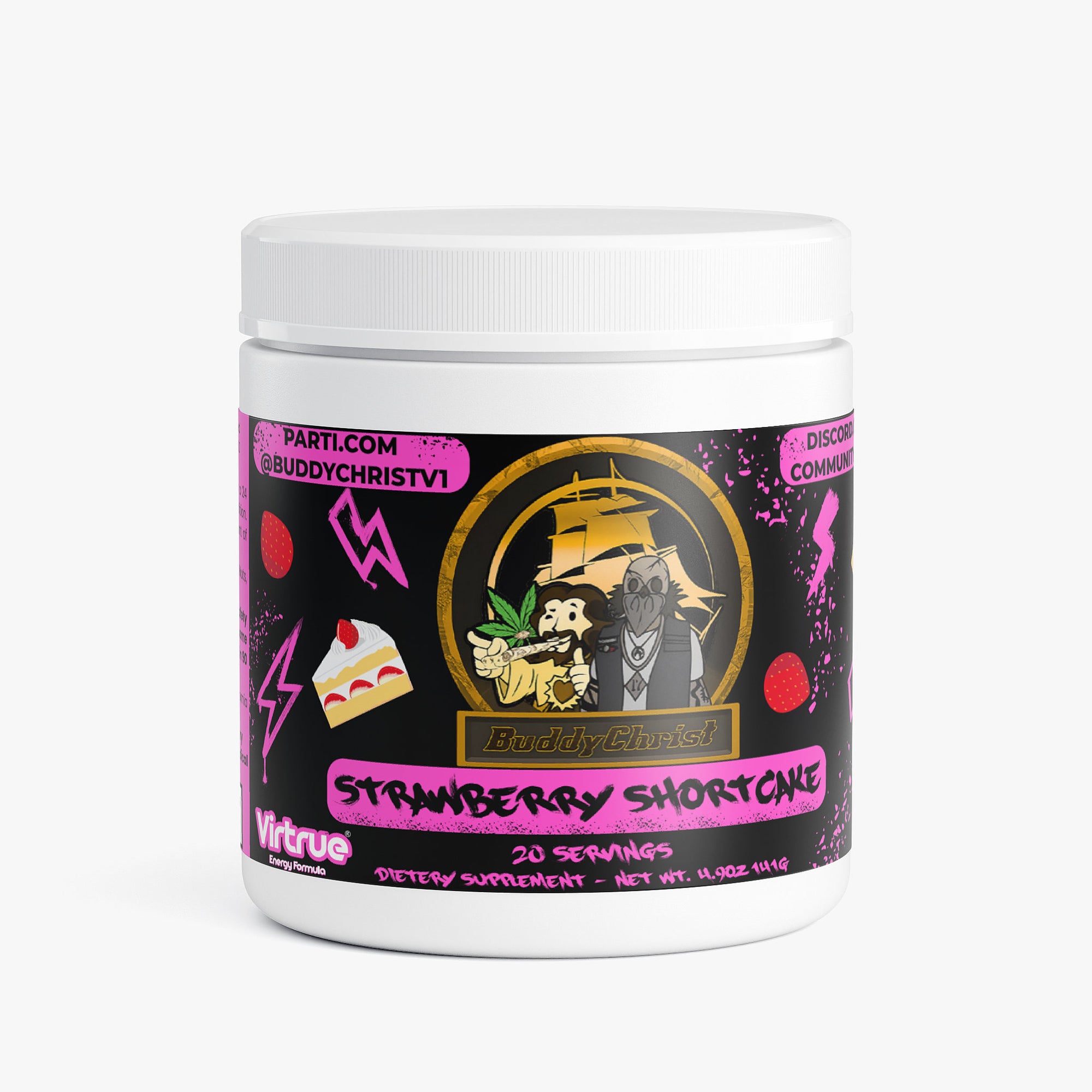 Strawberry Shortcake supplement container with colorful label on a white background