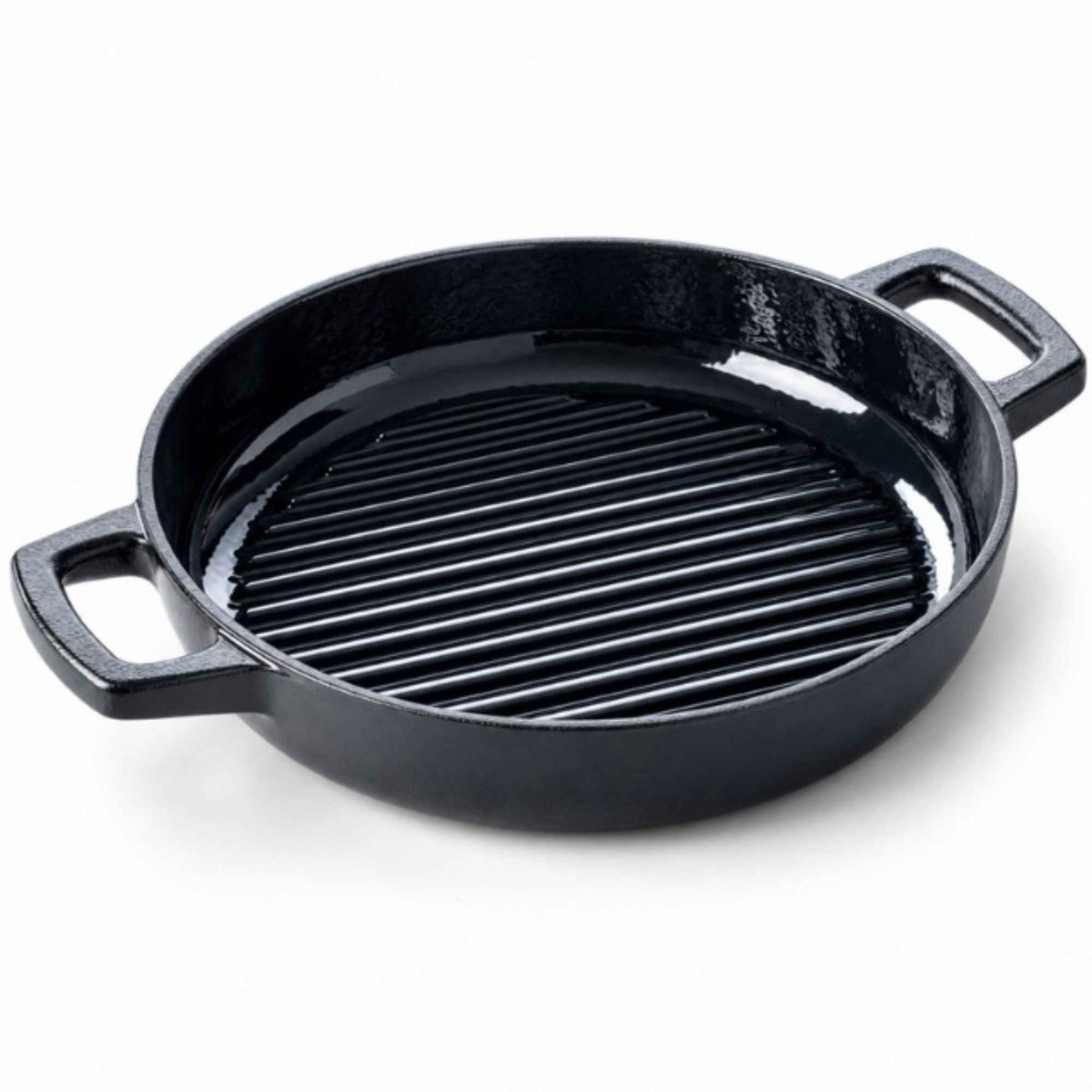 Alva 11-inch enameled cast iron grill pan with raised ridges and dual handles