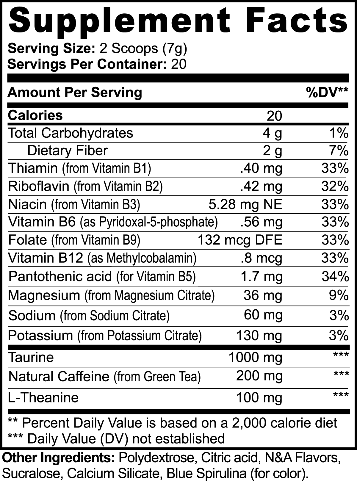 Virtrue Cotton Candy pre-workout supplement facts