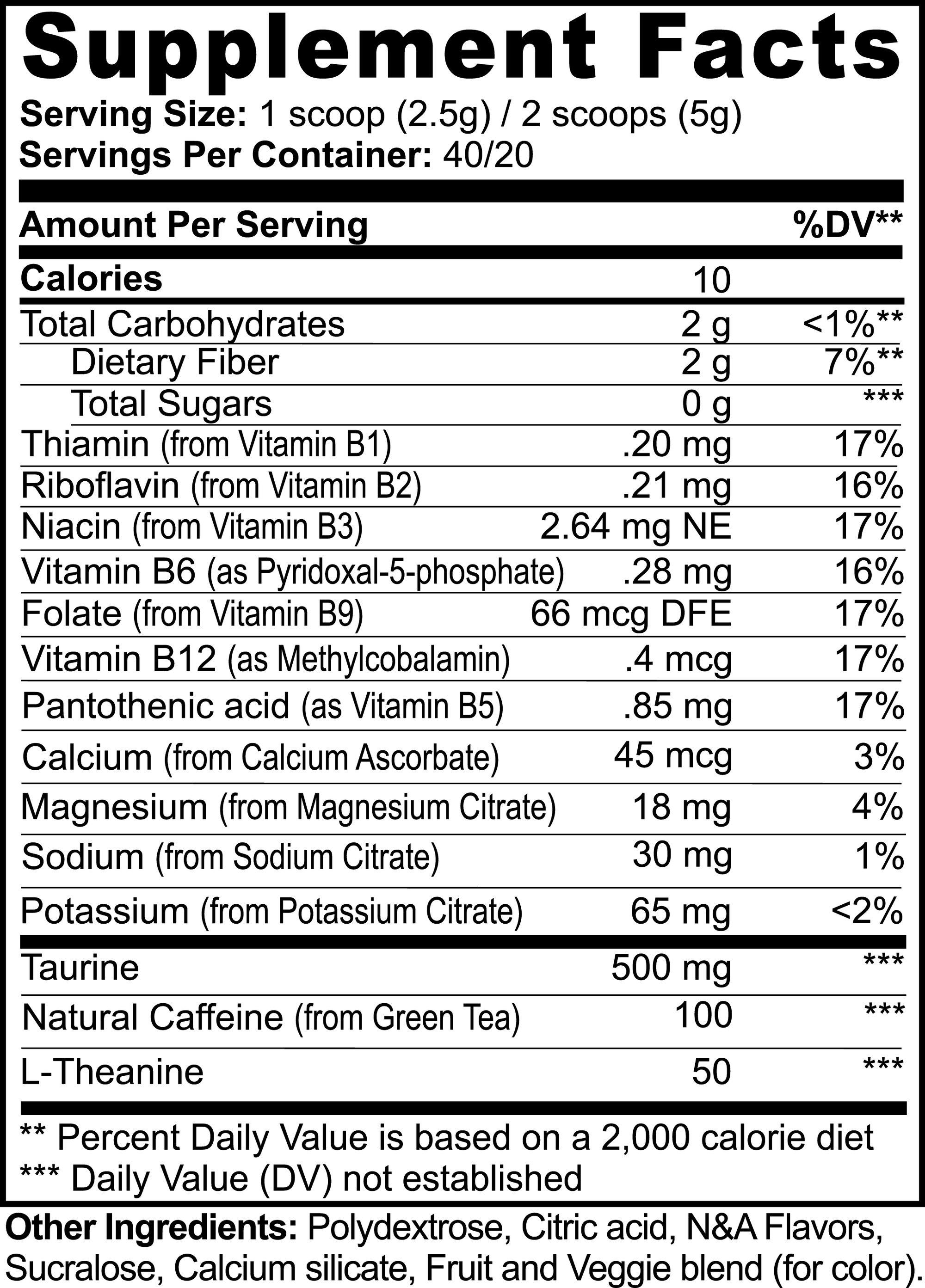 Virtrue Strawberry Shortcake supplement facts