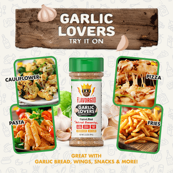 FlavorGod Garlic Lovers Seasoning try it on flyer sold by Virtrue