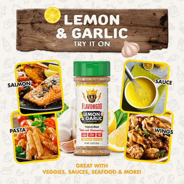 FlavorGod Lemon and Garlic Seasoning try it on flyer sold by Virtrue