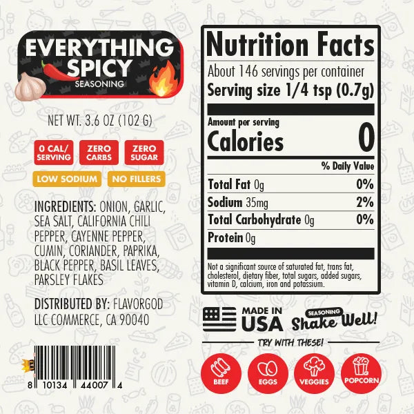 FlavorGod Everything Spicy seasoning ingredients sold by Virtrue