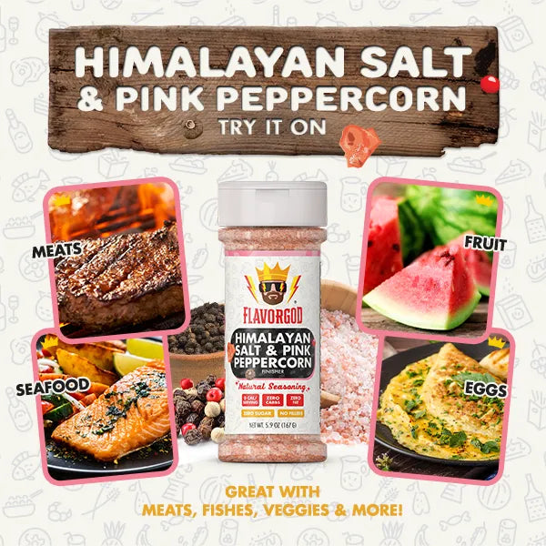 FlavorGod Himalayan Salt & Pink Peppercorn Finisher try it on flyer sold by Virtrue