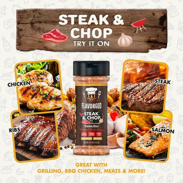 FlavorGod Steak and Chop Rub try it on flyer sold by Virtrue