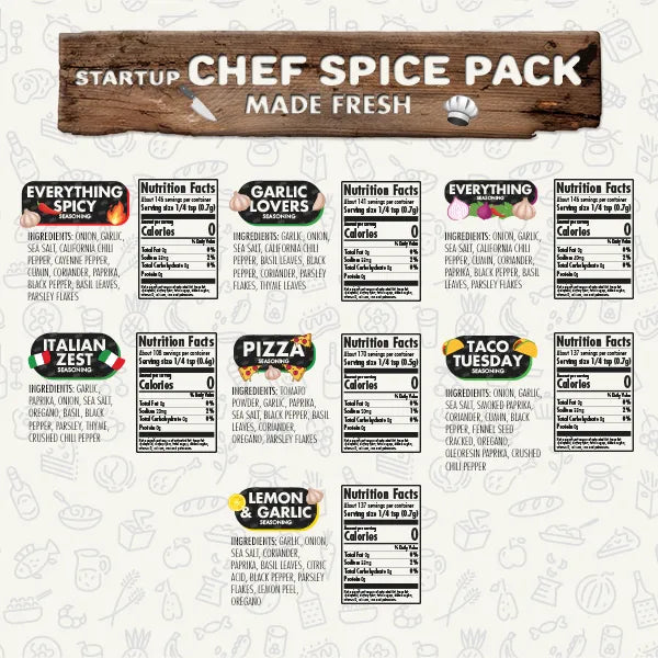 FlavorGod Startup Chef Spice Pack seasonings and nutrition information
