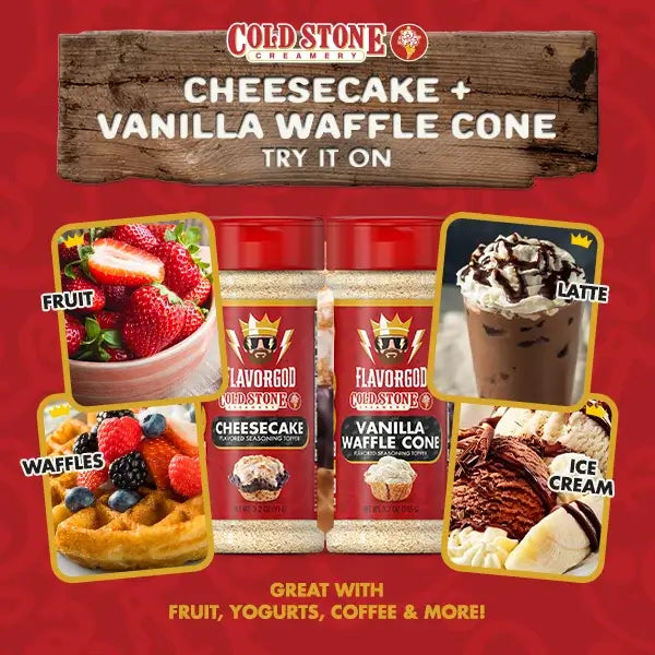 FlavorGod x Cold Stone Cheesecake and Vanilla Waffle Cone flavor ideas