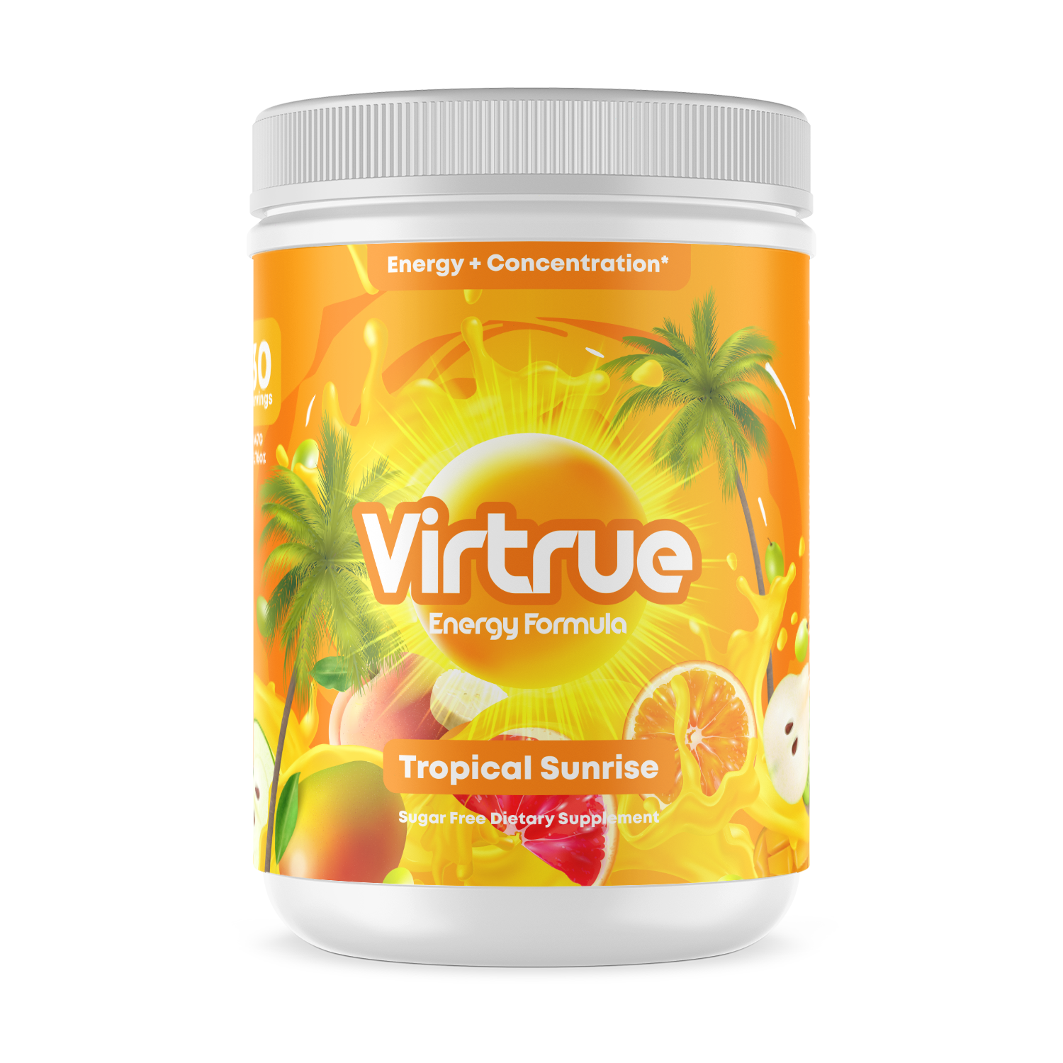 Tropical Sunrise Pre-Workout Energy Powder + Focus Boost & Hydration | Sugar Free