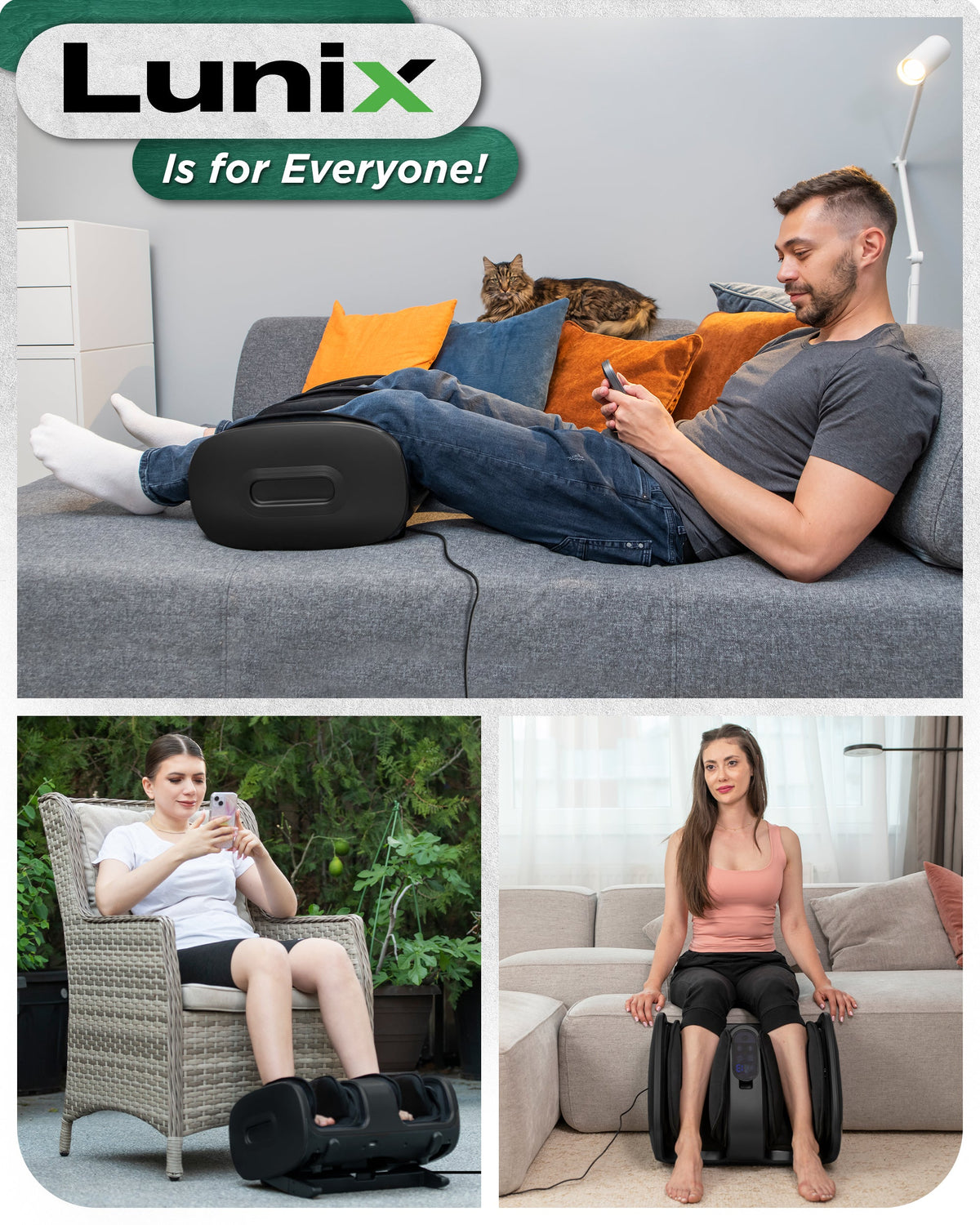 Lunix LX21 foot and calf massager lifestyle use