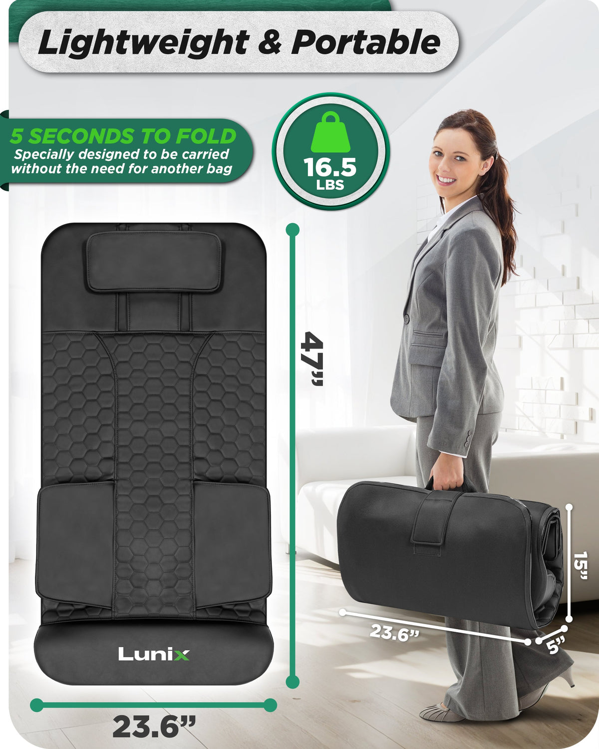 Foldable Lunix LX27 stretching mat for storage and portability