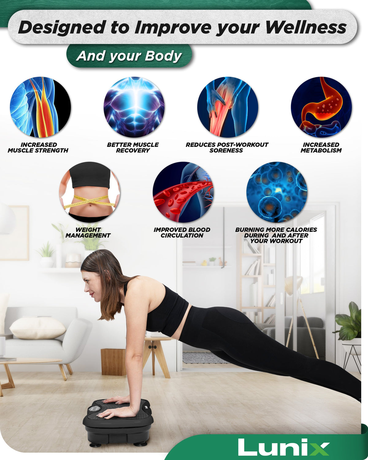 Lunix LX18 vibration plate exercise and wellness routines
