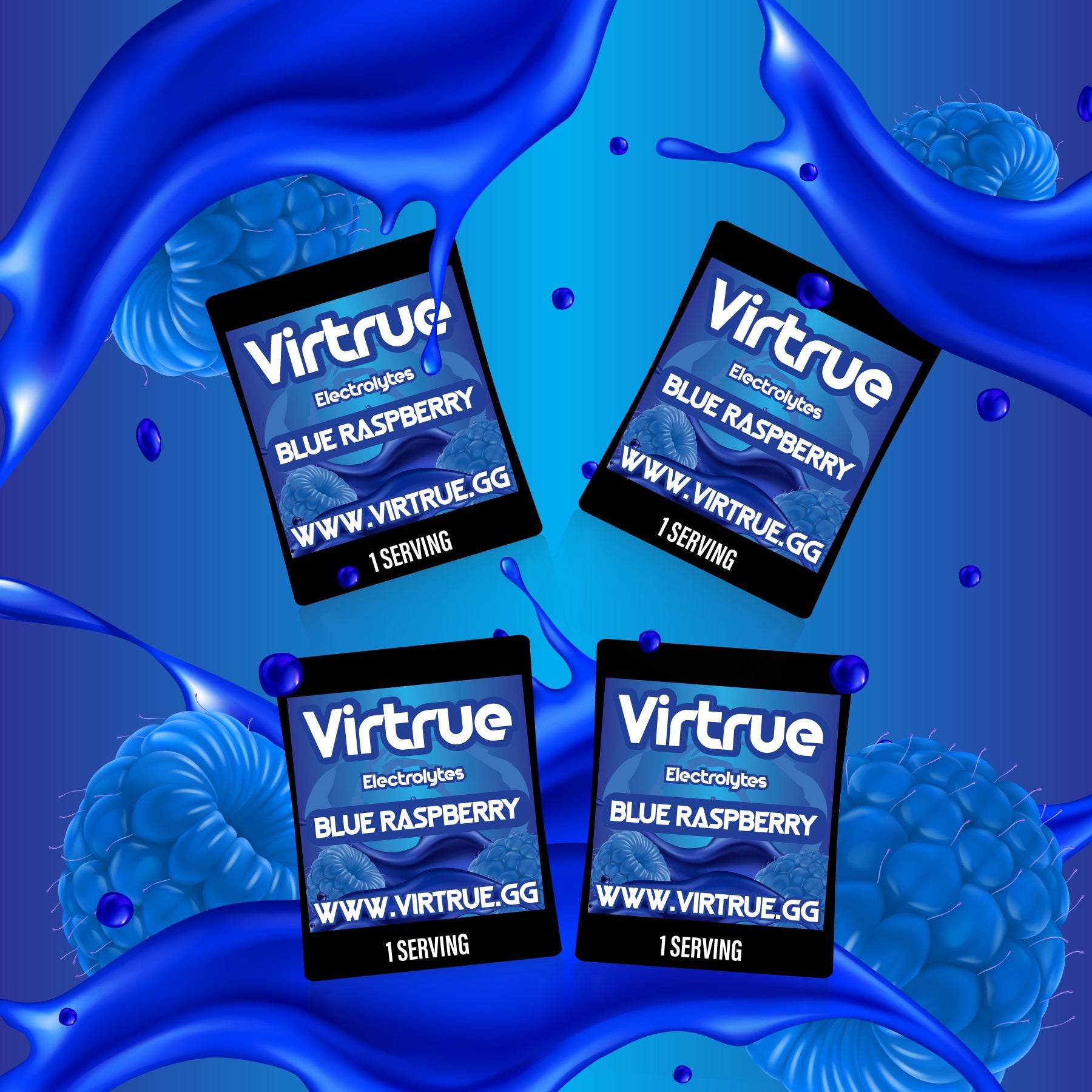 Virtrue Blue Raspberry Electrolytes travel packs
