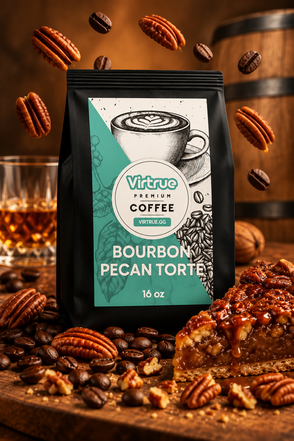 Virtrue Bourbon Pecan Torte coffee bag