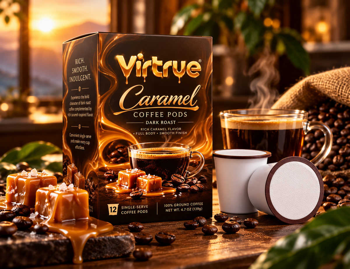 Caramel Coffee Pods – Dark Roast | 12 Count