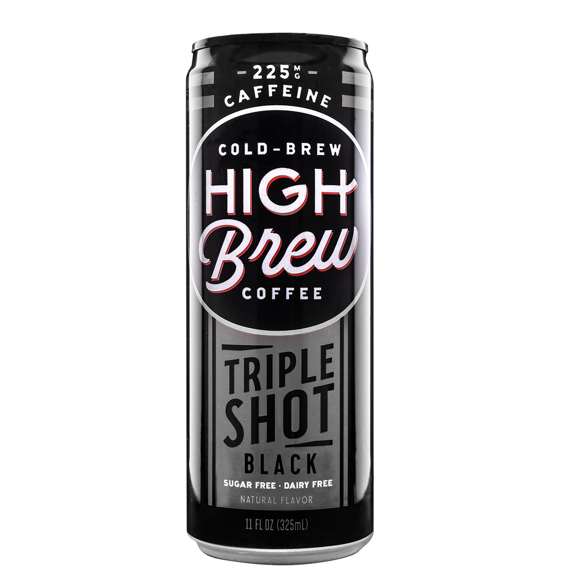 High Brew Black Triple Shot Cold Brew Coffee 11oz black can with 225mg caffeine