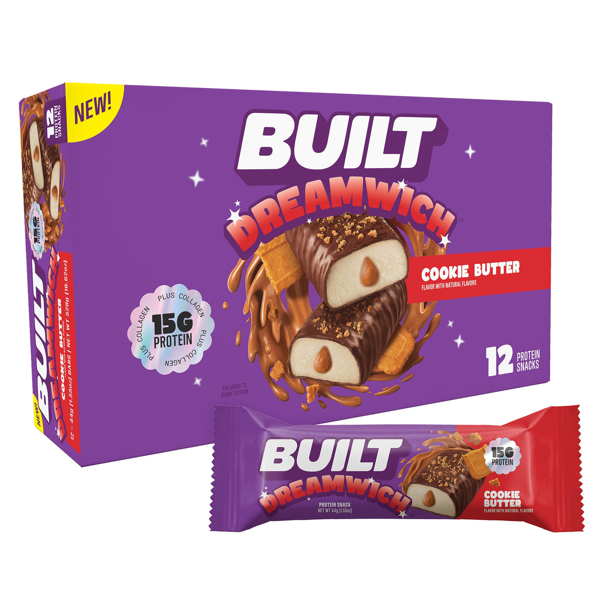 BUILT Dreamwich Cookie Butter Protein Bars 12 Count Box