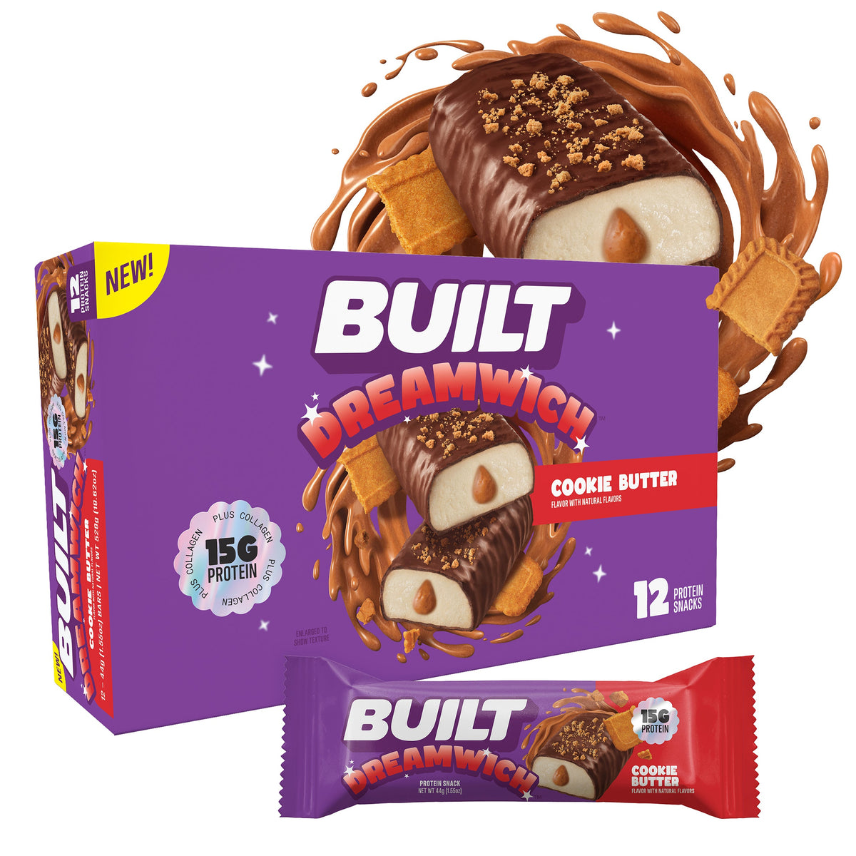 BUILT Dreamwich Cookie Butter Protein Bars 12 Count Box