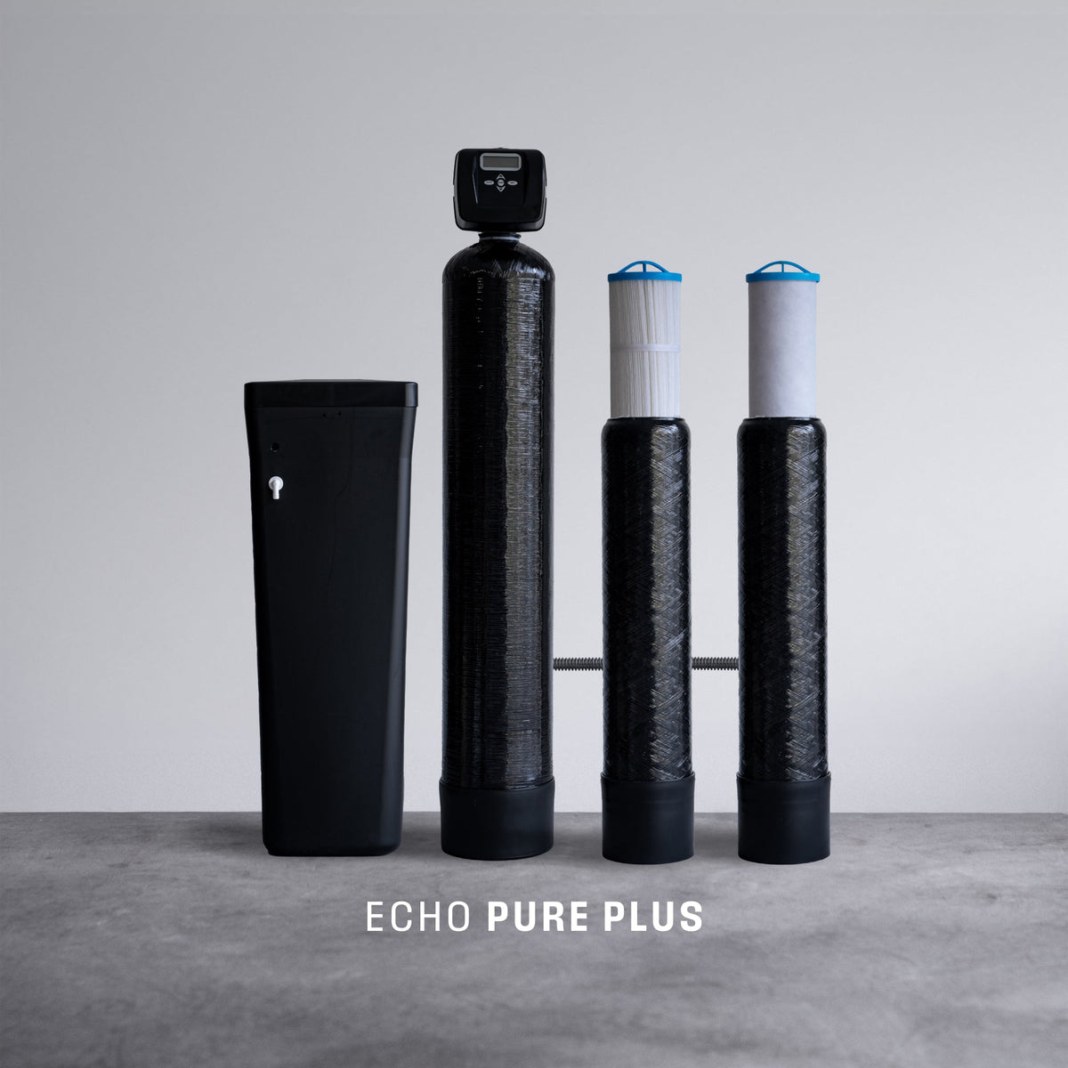 Echo Whole Home Water Filtration System with filter housings and components pure plus