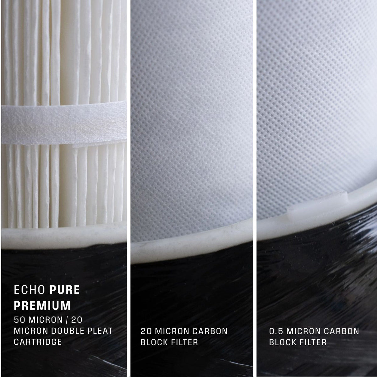 Echo Whole Home Water Filtration System filter closeup options