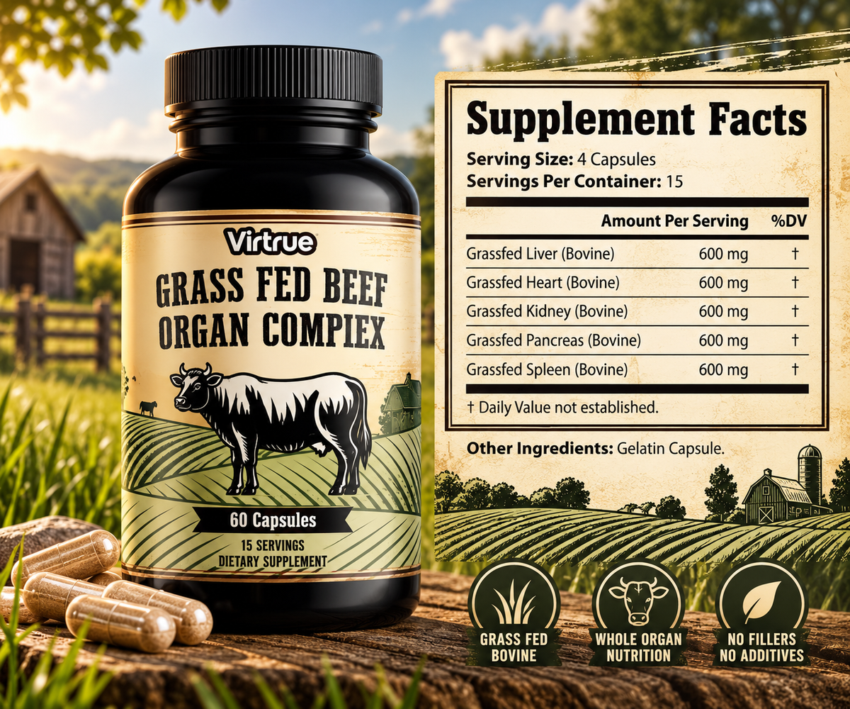Virtrue Grass Fed Beef Organ Complex Supplement Facts