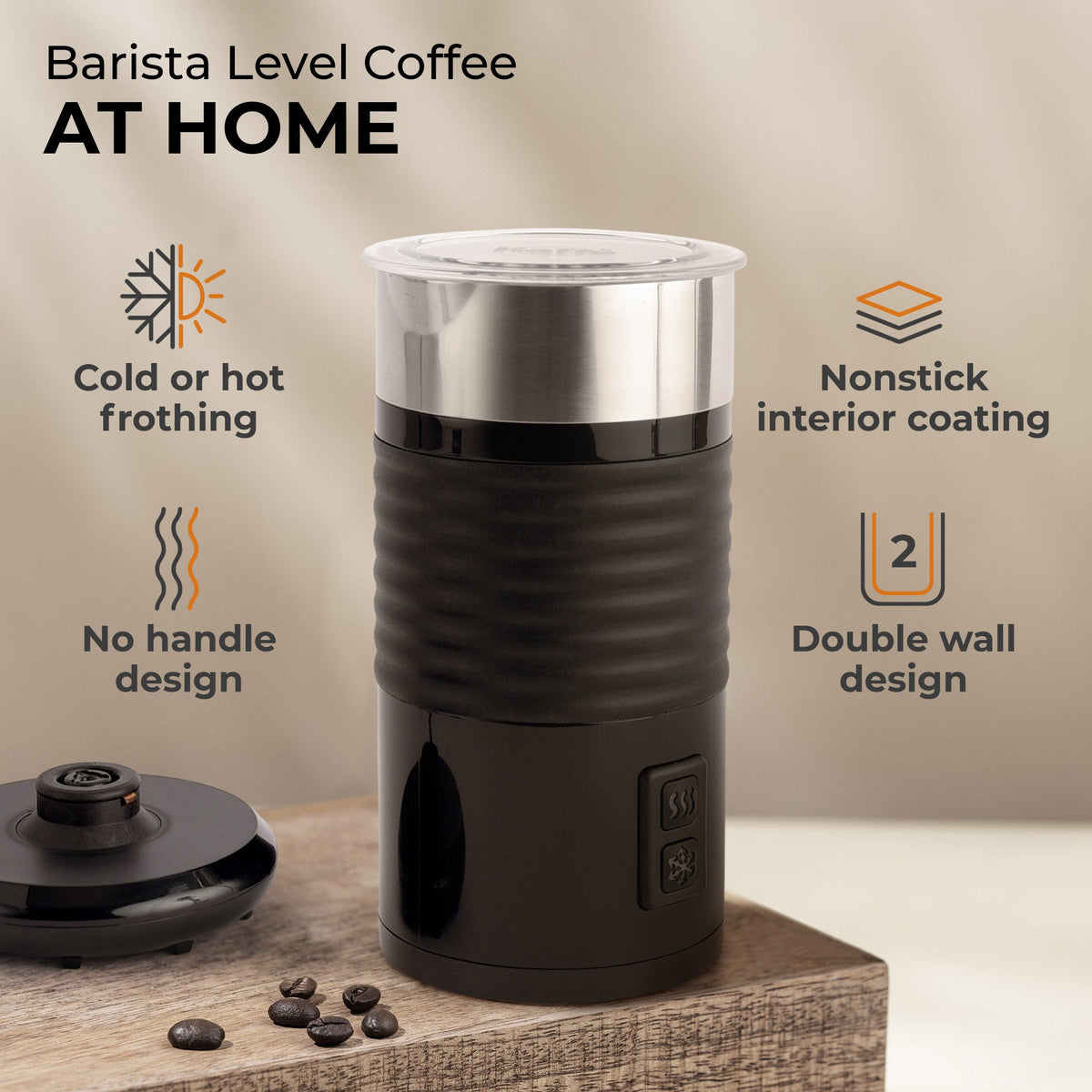 Kaffé automatic milk frother for preparing creamy milk foam and café-style coffee drinks at home