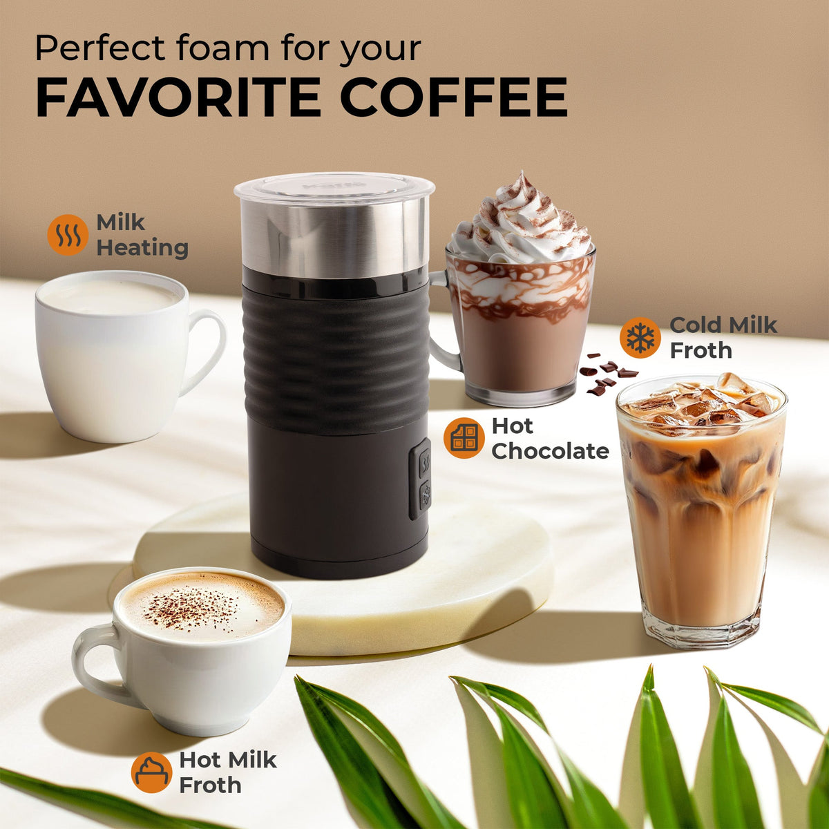 Kaffé electric milk frother with nonstick interior 