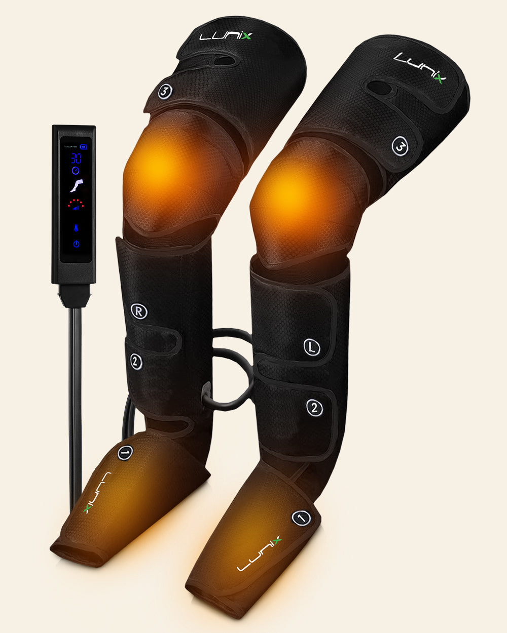 Lunix LX10 full leg compression massager in charcoal black