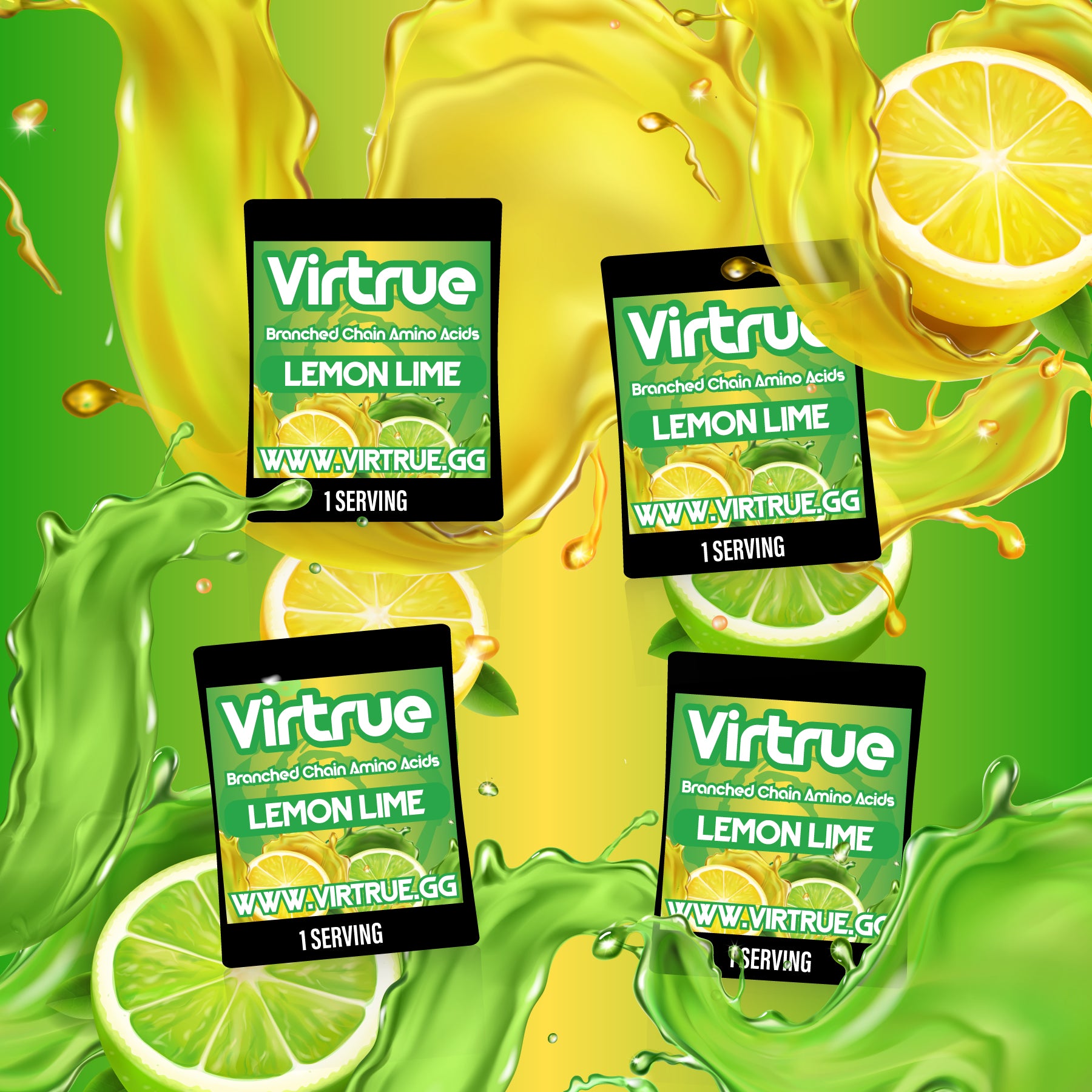 Virtrue Lemon Lime Branched Chain Amino Acid Travel Packs