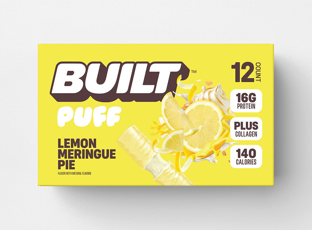 BUILT Lemon Meringue Pie Puffs 12-count protein snack box