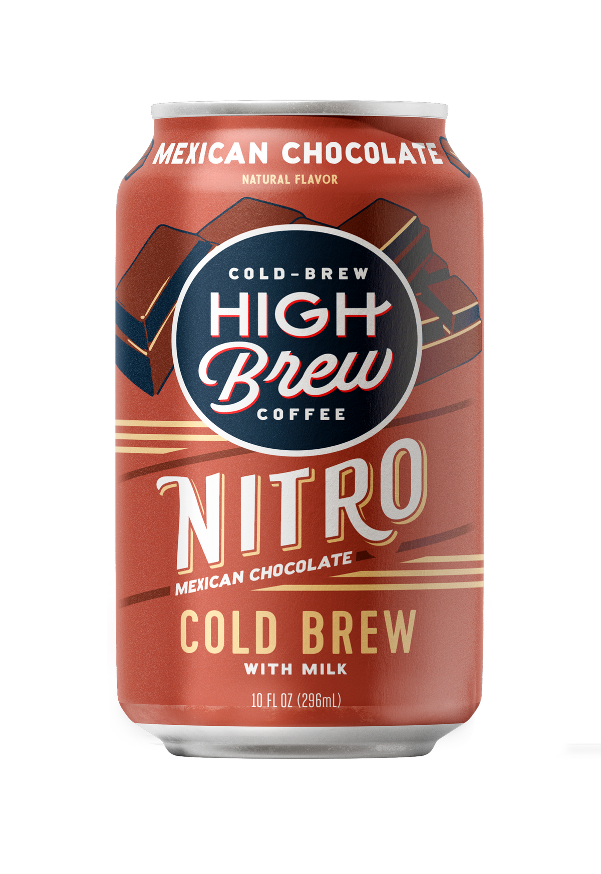 High Brew Nitro Mexican Chocolate Cold Brew Coffee 10oz orange can with Mexican chocolate flavor label