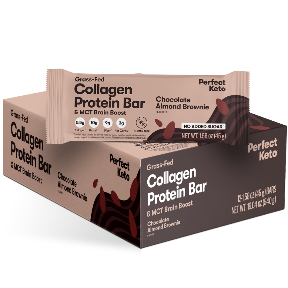 Perfect Keto Chocolate Almond Brownie Collagen Protein Bars
