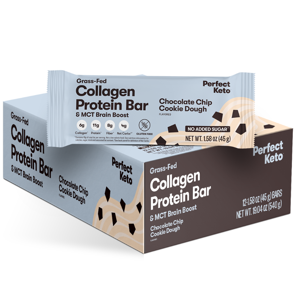 Perfect Keto Chocolate Chip Cookie Dough Collagen Protein Bars

