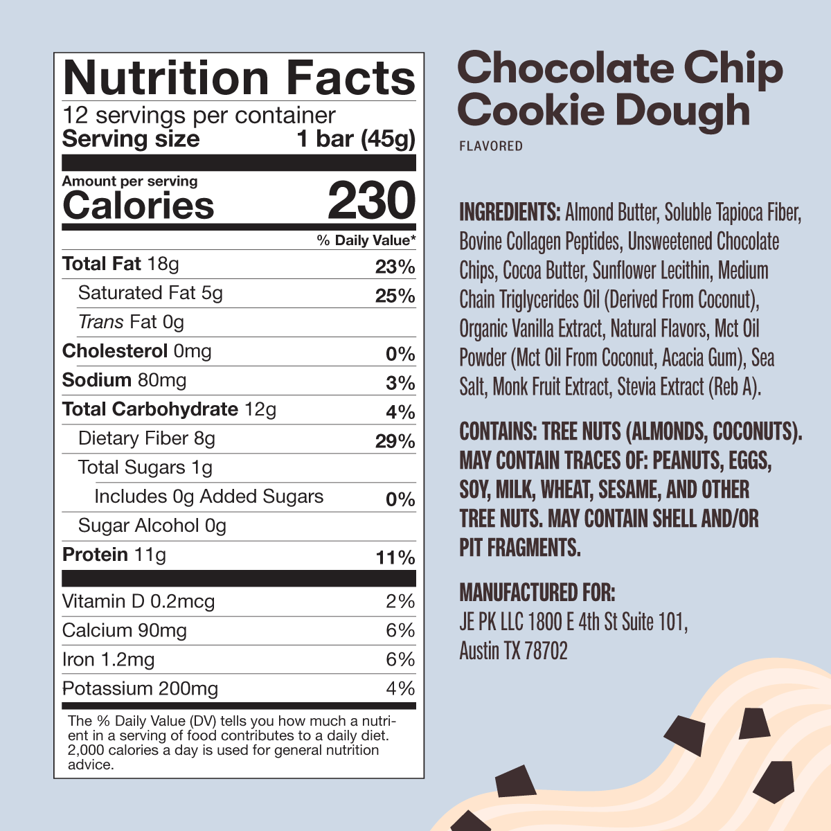 Chocolate Chip Cookie Dough Nutrition Facts and Ingredients
