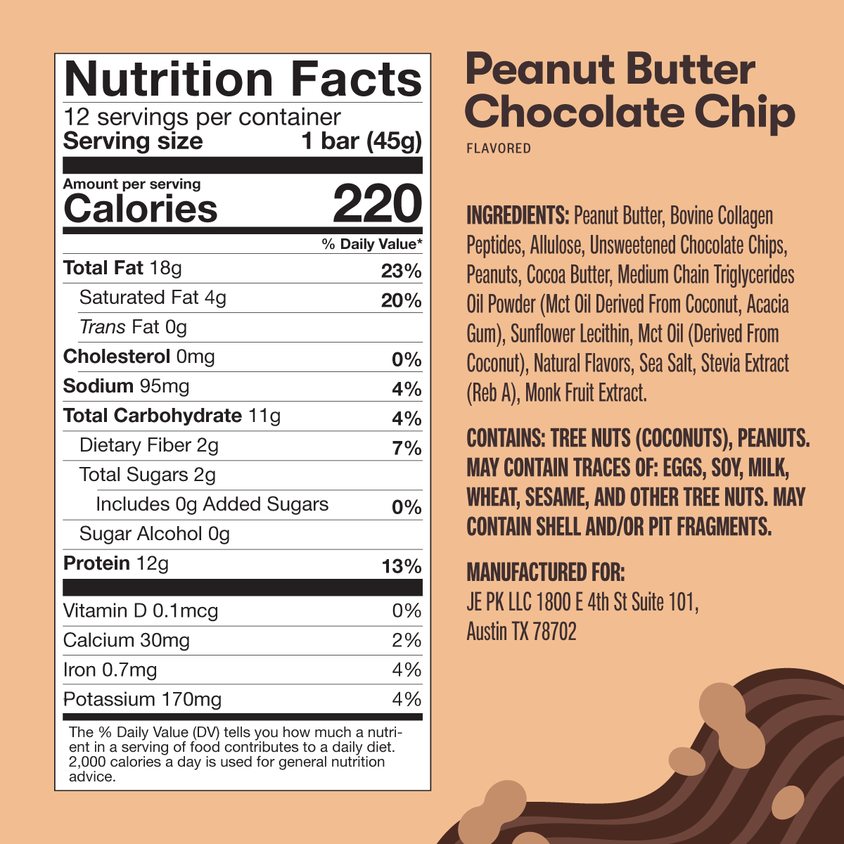 Peanut Butter Chocolate Chip Nutrition Facts and Ingredients
