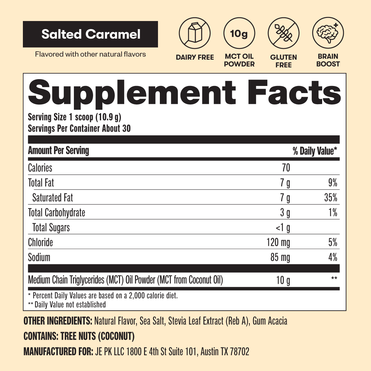 Perfect Keto Salted Caramel MCT Oil Powder Supplement Facts