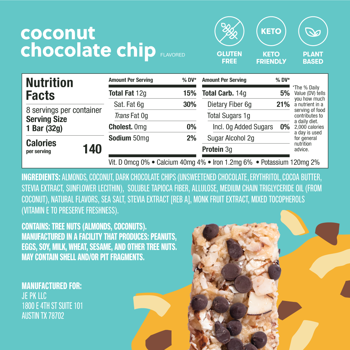 Coconut Chocolate Chip Nola Bar Nutrition Facts and Ingredients
