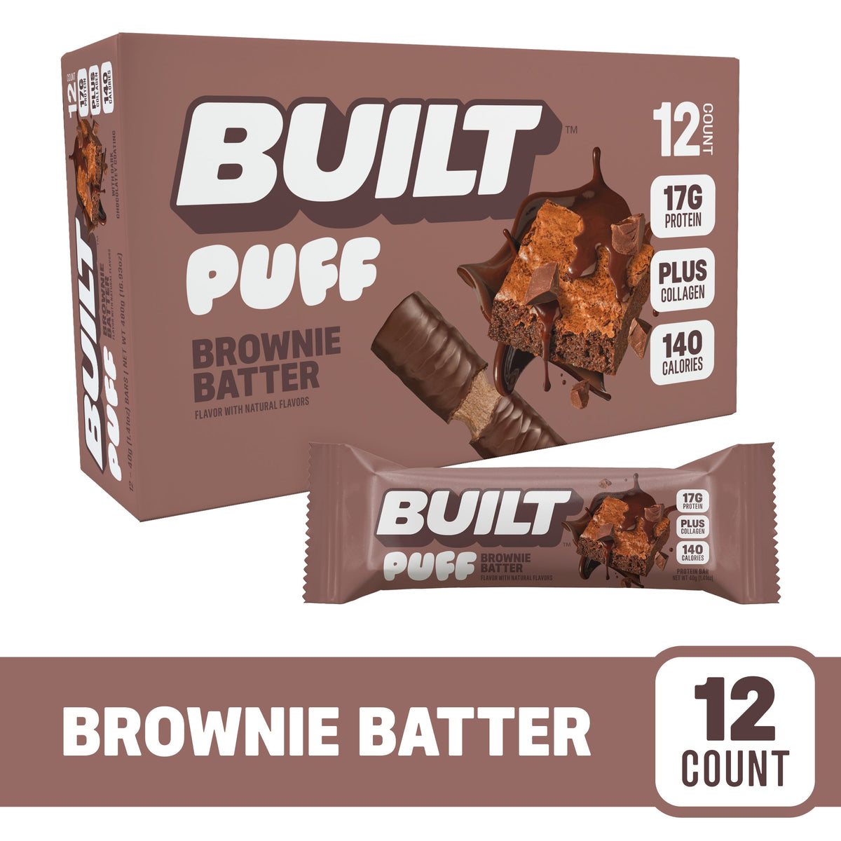 BUILT Brownie Batter Protein Puff - 12 Count