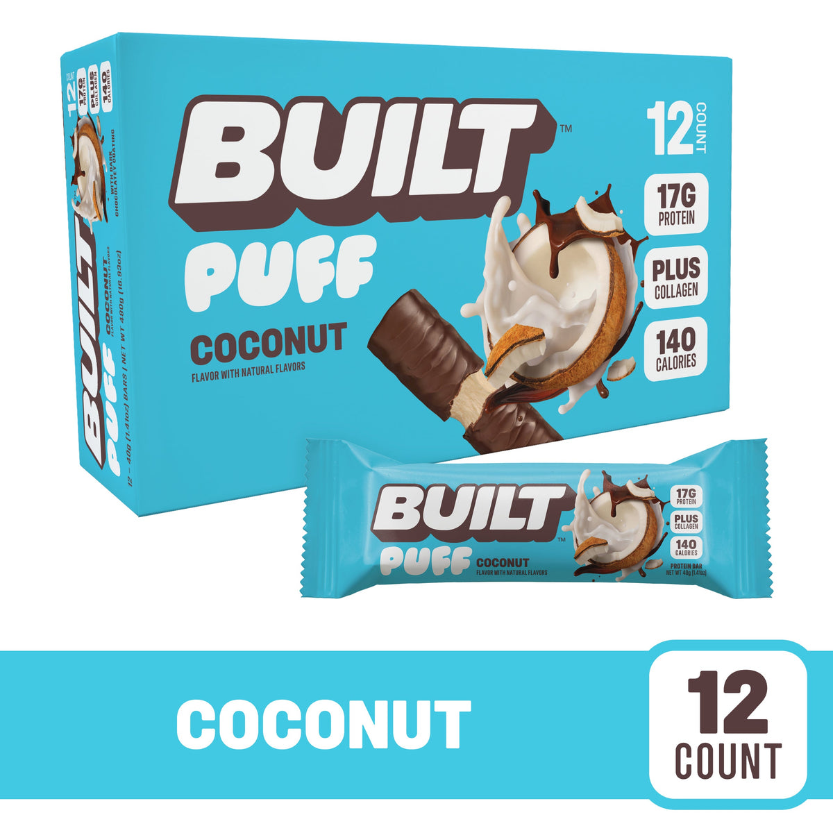 BUILT Coconut Protein Puff - 12 Count